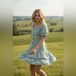 Vivetta Spoletto Green Gingham Short Dress Euro 40 NWT